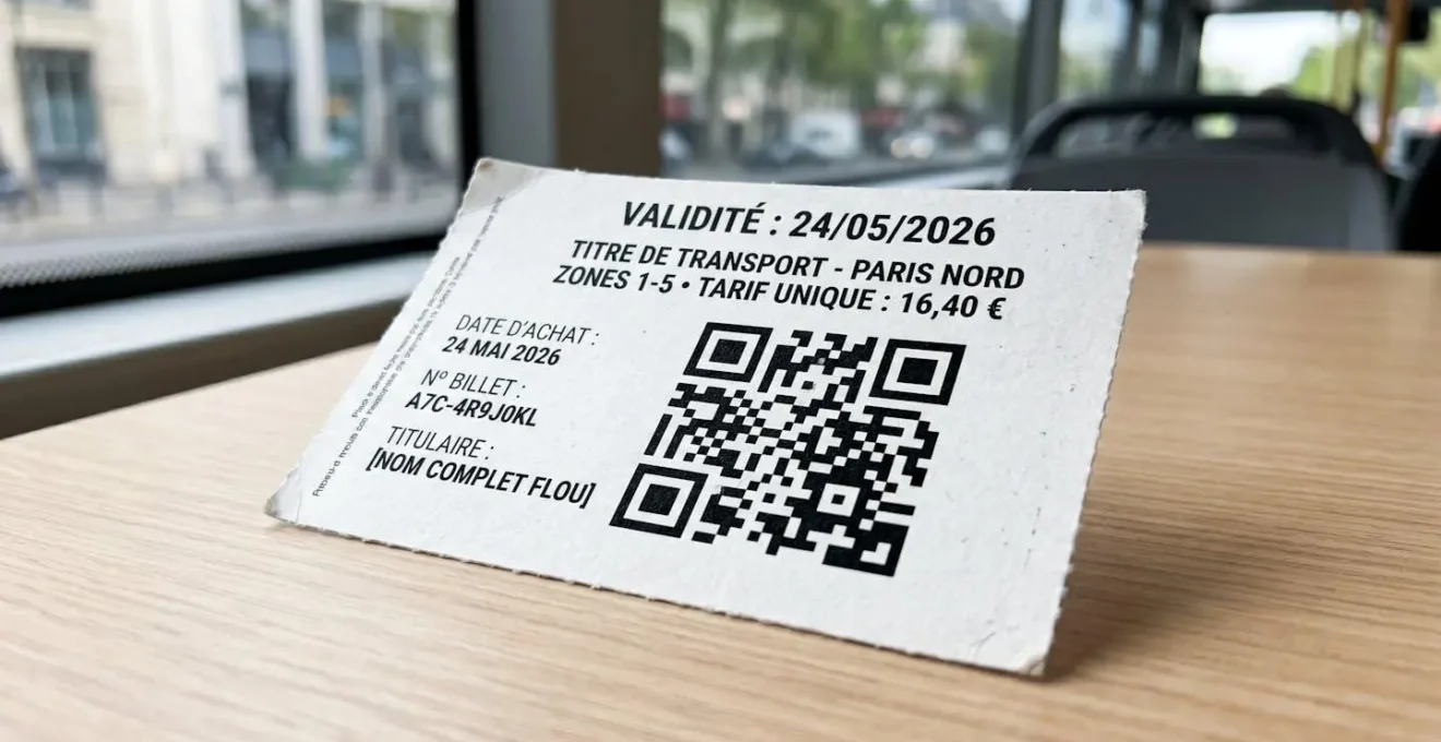 Gros plan sur un pass bus touristique Paris montrant un QR code sur écran de smartphone